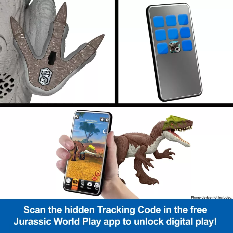 Jurassic World Rebirth Wild Roar Utahraptor dinozauru rotaļlieta, ar asti vadāms uzbrukuma kodiens un skaņa