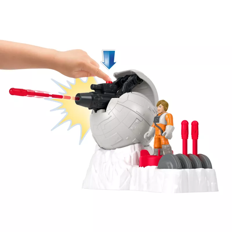 Fisher-Price Imaginext STAR WARS Nemiernieku bāzes lielgabala rotaļlieta ar Lūka Debesgājēja (Luke Skywalker) metāla rakstura atslēgu, 5 gab.