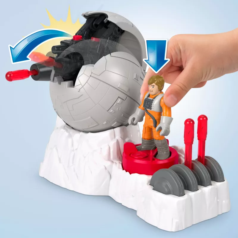 Fisher-Price Imaginext STAR WARS Nemiernieku bāzes lielgabala rotaļlieta ar Lūka Debesgājēja (Luke Skywalker) metāla rakstura atslēgu, 5 gab.