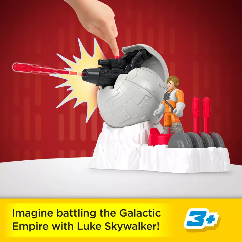 Fisher-Price Imaginext STAR WARS Nemiernieku bāzes lielgabala rotaļlieta ar Lūka Debesgājēja (Luke Skywalker) metāla rakstura atslēgu, 5 gab.