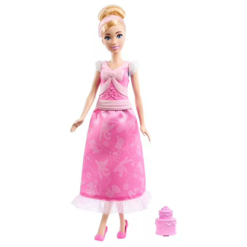 Disney Princess 2-in-1 Stories Pelnrušķītes modes lelle ar 2 uzspiežamiem ņiebura daļām, 2 svārkiem un 9 piederumiem