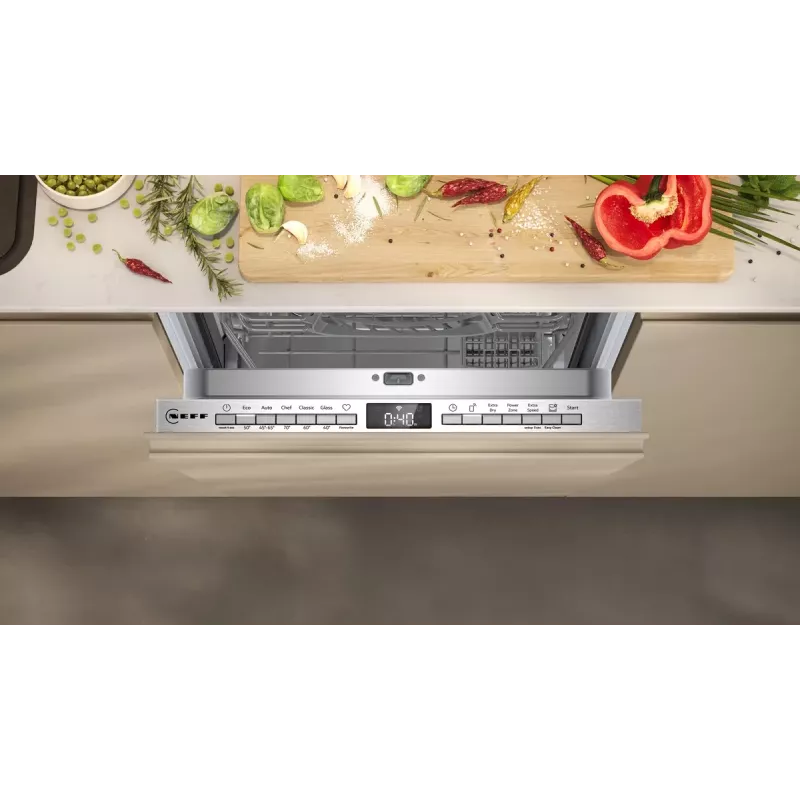 Trauku mazgājamā mašīna NEFF S853HKX20E pilnībā iebūvējama, šaura, 10 komplektiem, Home Connect, 46 dB