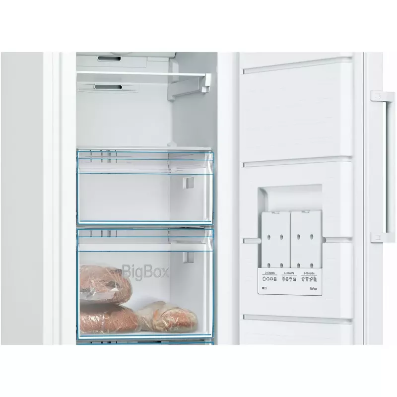Stāvus saldētava Bosch Serie 4 GSN29VWEP, 200 L, NoFrost, E klase, 1610×600×650 mm, balta