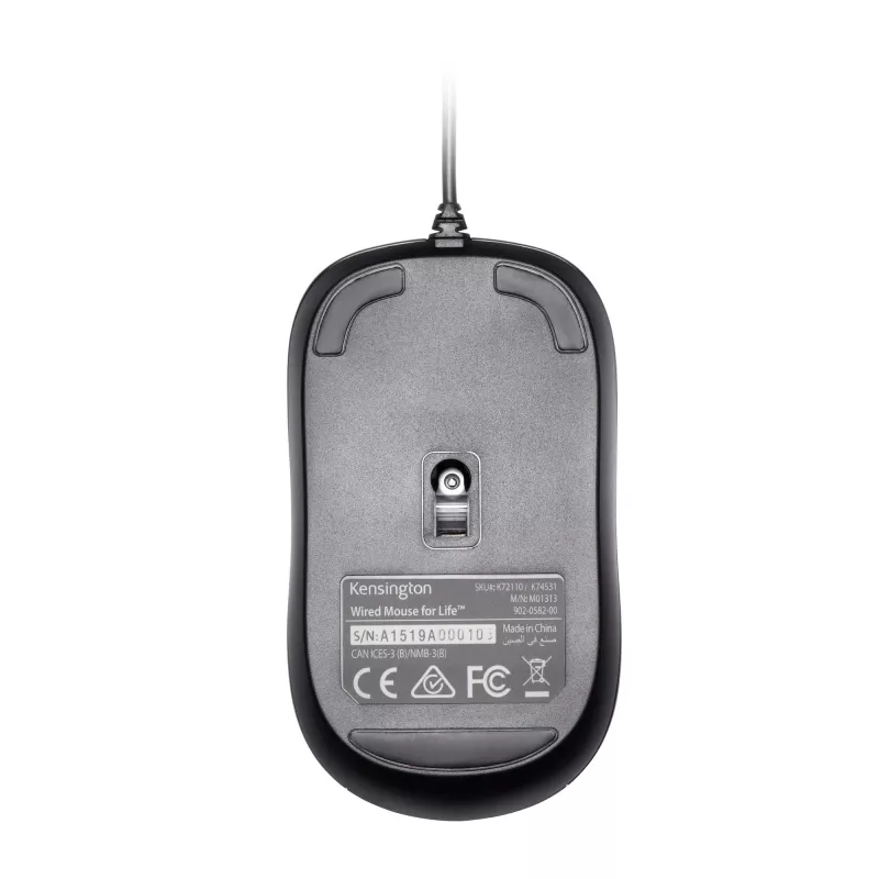 Kensington Wired Valupele, piemērota abām rokām, optiskā, USB Type-A, 1000 DPI, melna