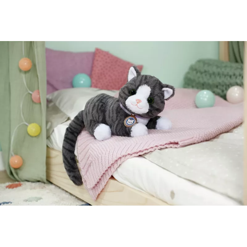 BABY born Mans kaķis Cookie ar kasti, leļļu mājdzīvnieks, 3 gadi, nepieciešamas baterijas