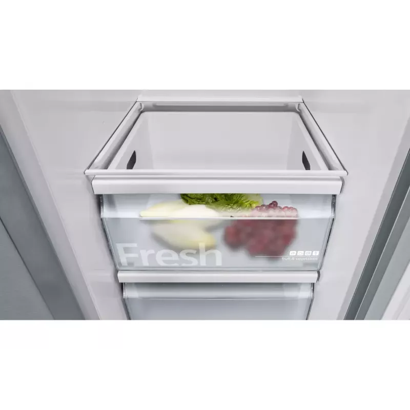Siemens iQ500 KA93GAIEP saldētājs ar sānu durvīm – brīvi stāvošs, 560 L kopējais tilpums, ledusskapis 369 L, saldētava 191 L, energoefektivitātes klase E, nerūsējošais tērauds
