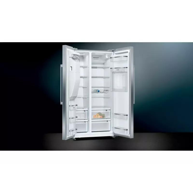 Siemens iQ500 KA93GAIEP saldētājs ar sānu durvīm – brīvi stāvošs, 560 L kopējais tilpums, ledusskapis 369 L, saldētava 191 L, energoefektivitātes klase E, nerūsējošais tērauds