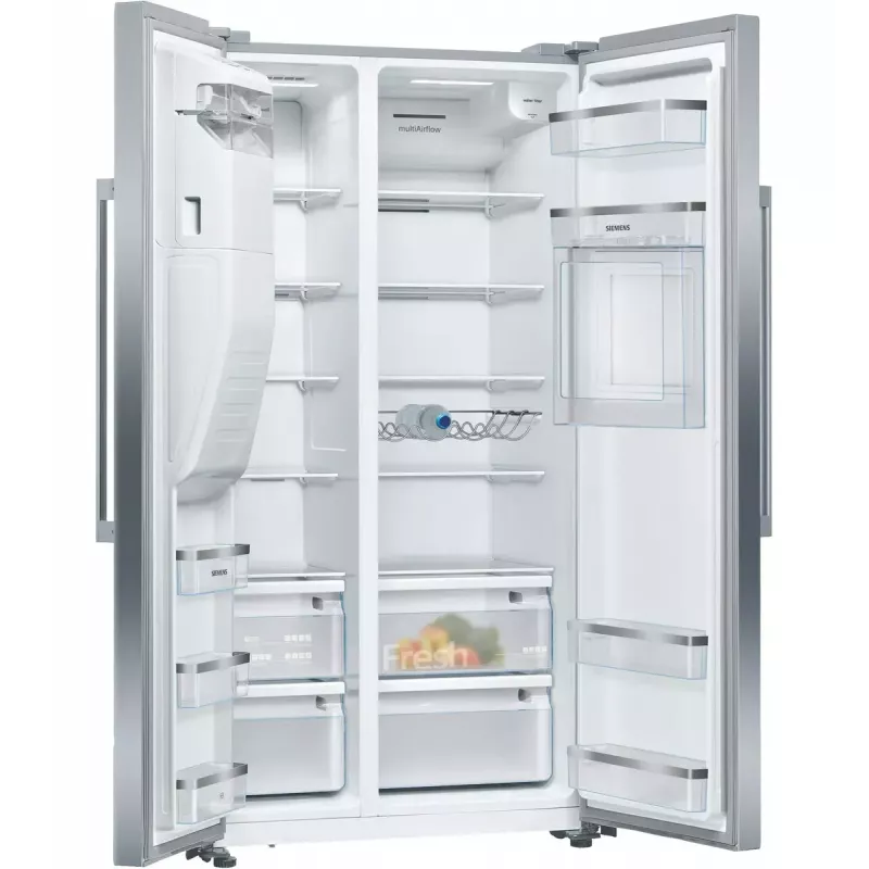 Siemens iQ500 KA93GAIEP saldētājs ar sānu durvīm – brīvi stāvošs, 560 L kopējais tilpums, ledusskapis 369 L, saldētava 191 L, energoefektivitātes klase E, nerūsējošais tērauds