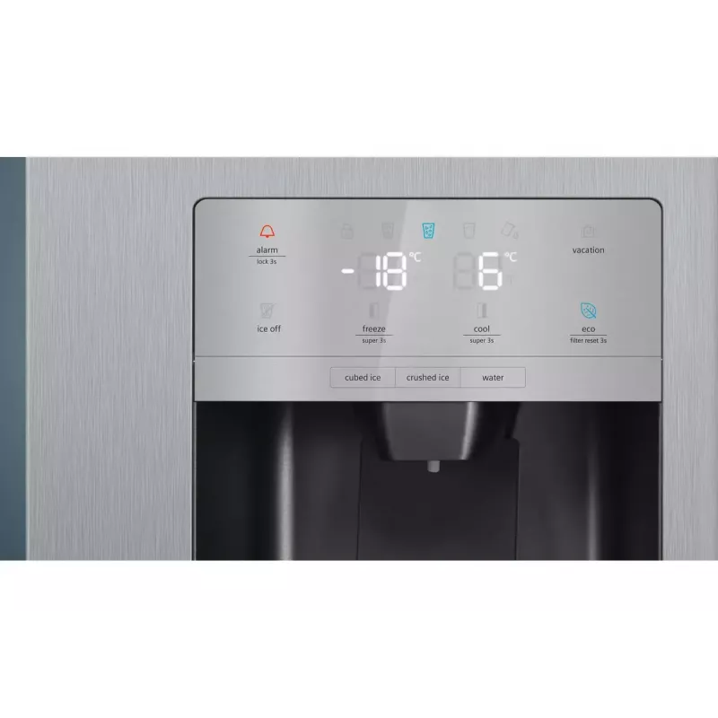 Siemens iQ500 KA93GAIEP saldētājs ar sānu durvīm – brīvi stāvošs, 560 L kopējais tilpums, ledusskapis 369 L, saldētava 191 L, energoefektivitātes klase E, nerūsējošais tērauds