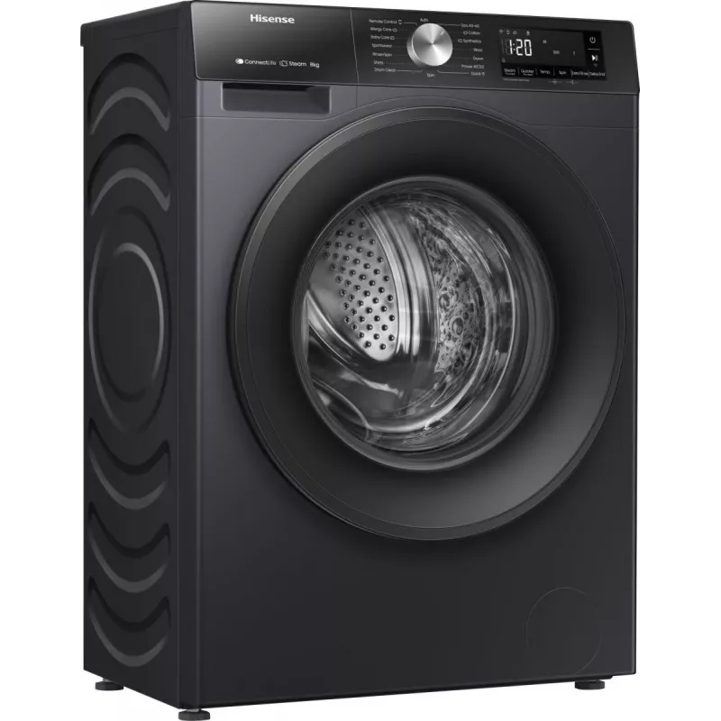Hisense WF3S8043BB3 veļas mazgājamā mašīna ar priekšējo ielādi 8 kg 1400 RPM melna