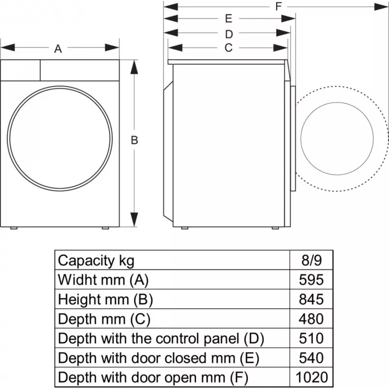 Hisense WF3S8043BB3 veļas mazgājamā mašīna ar priekšējo ielādi 8 kg 1400 RPM melna