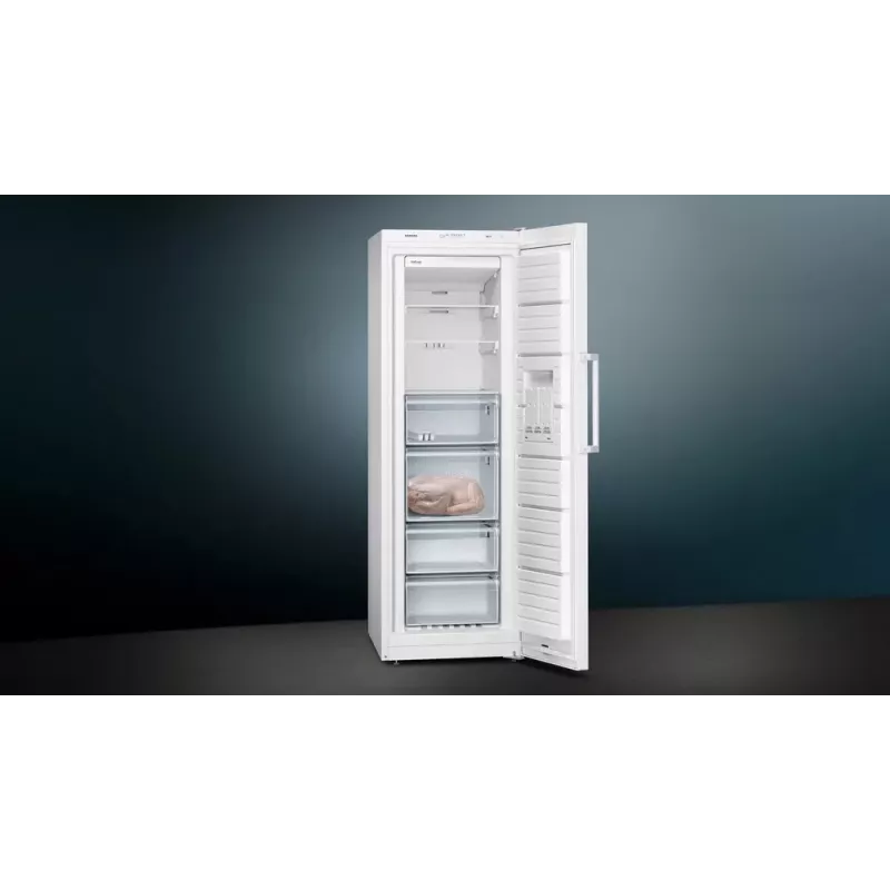 Vertikālā saldētava Siemens iQ300 GS33NVWEP — 225 L, NoFrost, 20 kg/24h, E-klase, balta