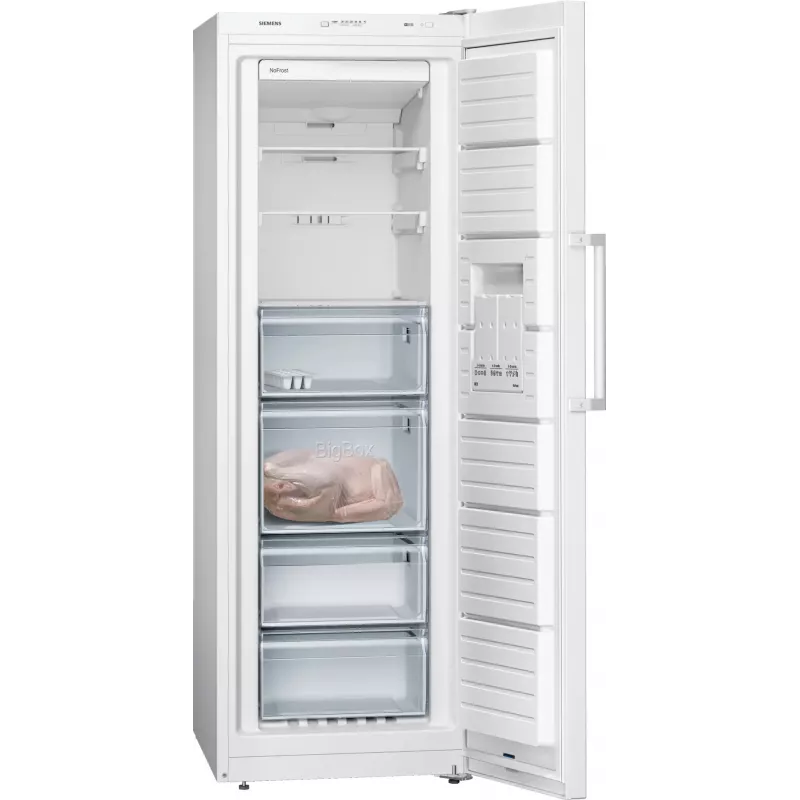 Vertikālā saldētava Siemens iQ300 GS33NVWEP — 225 L, NoFrost, 20 kg/24h, E-klase, balta