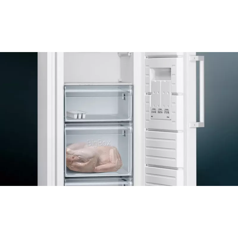 Vertikālā saldētava Siemens iQ300 GS33NVWEP — 225 L, NoFrost, 20 kg/24h, E-klase, balta
