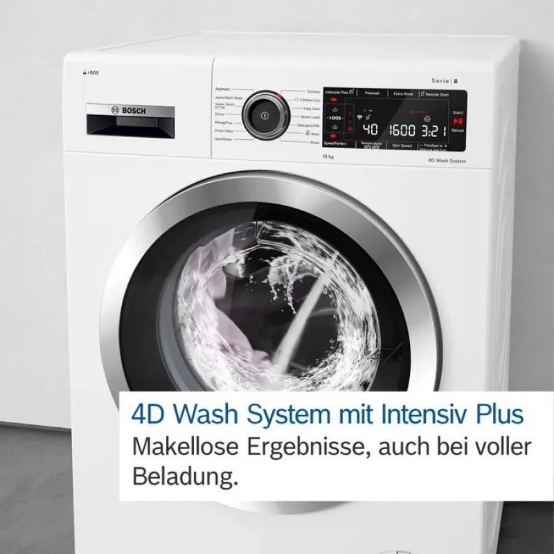 Bosch Serie 8 WGB256041 veļas mazgājamā mašīna Ar priekšējo ielādi 10 kg 1600 RPM Melna, balta