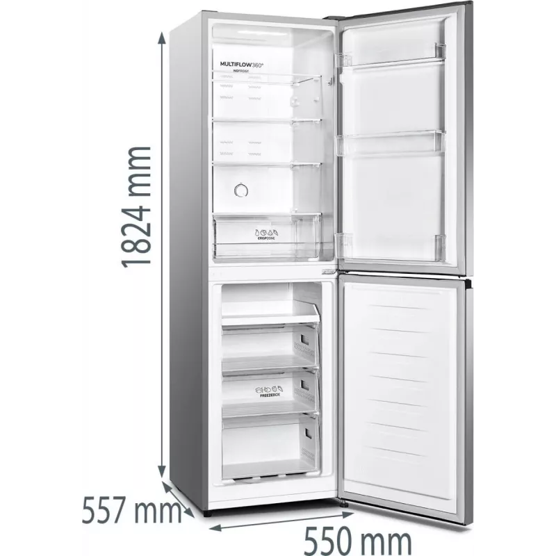 Gorenje NRK418DCS4 Brīvstāvošs 256 L Pelēks