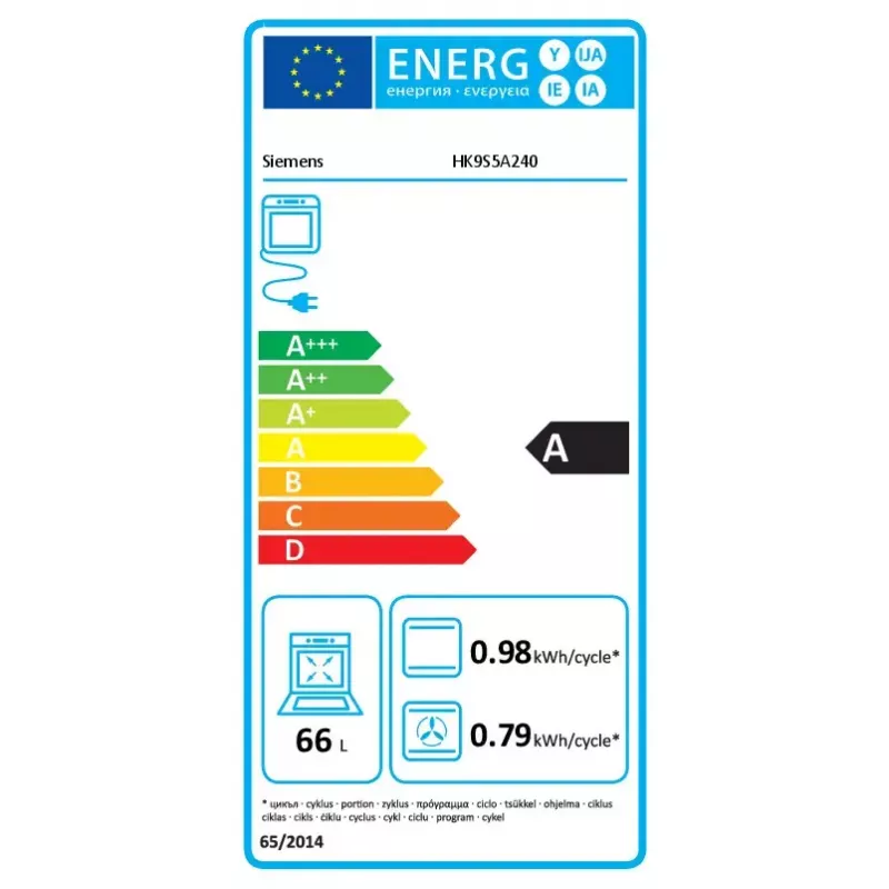 Siemens iQ500 HK9S5A240 plīts Brīvi stāvoša plīts Elektriska Keramikas plīts virsma Melna