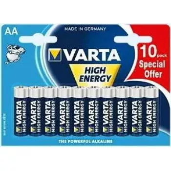Vienreizlietojama baterija Varta High Energy AA 10 gab. iepakojumā