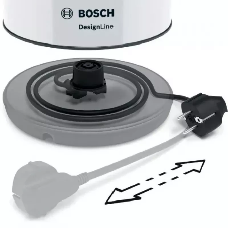 Bosch TWK3P421 elektriskā tējkanna 1,7 L 2400 W Melna, Balta