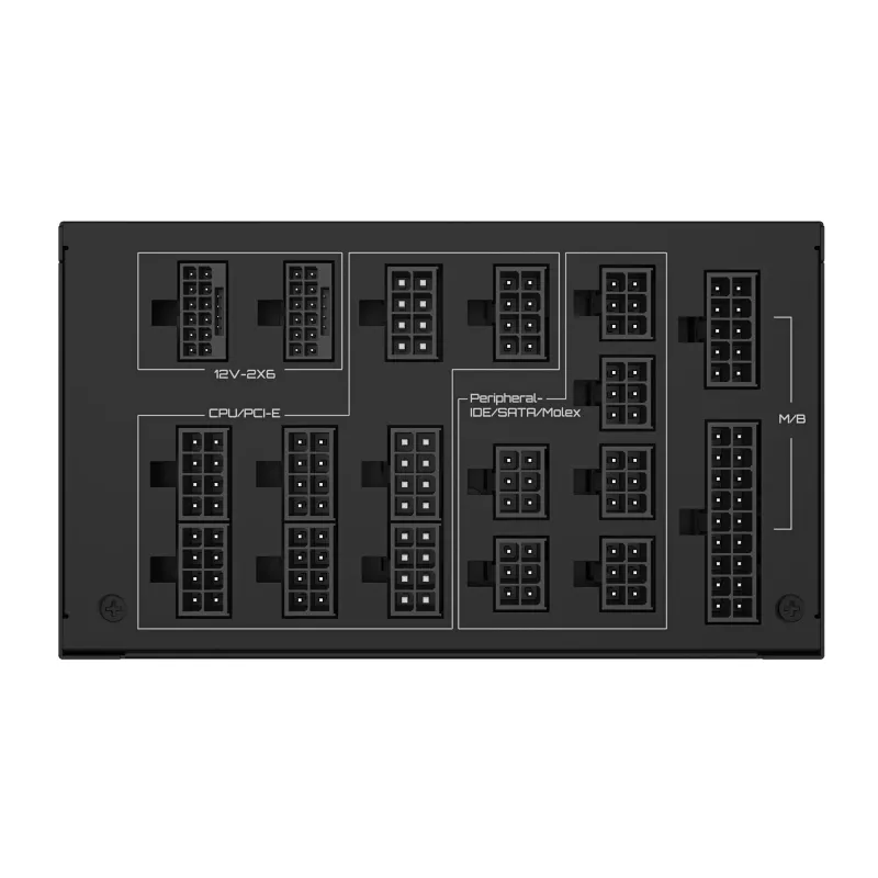 Barošanas bloks GIGABYTE UD1600PM PG5 1600W, 80 PLUS Platinum, 92% efektivitāte, 20+4 kontaktu ATX, 120 mm ventilators, melns