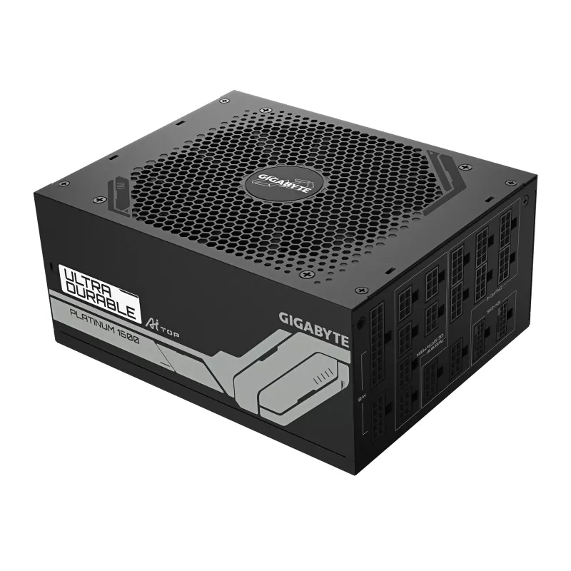 Barošanas bloks GIGABYTE UD1600PM PG5 1600W, 80 PLUS Platinum, 92% efektivitāte, 20+4 kontaktu ATX, 120 mm ventilators, melns