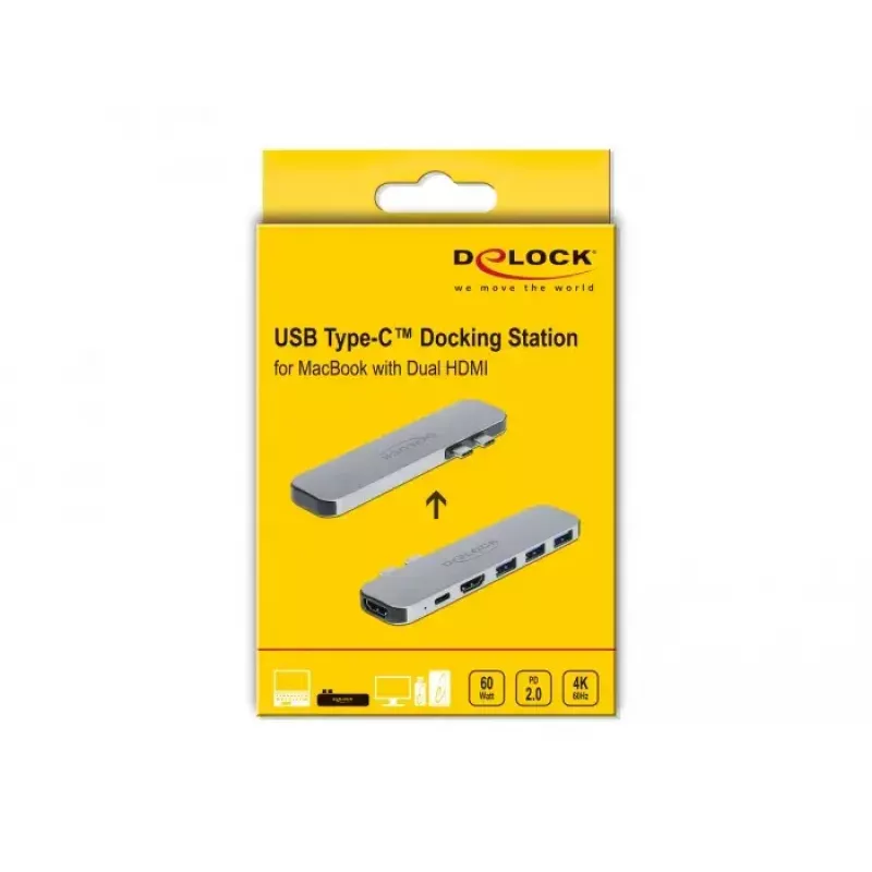 Dokstacija DeLOCK dokstacija MacBook Dual HDMI 4K PD centrmezgls
