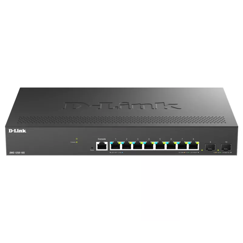 D-Link DMS-1250-10S/E tīkla komutators Pārvaldīts 2.5G Ethernet (100/1000/2500) Melns