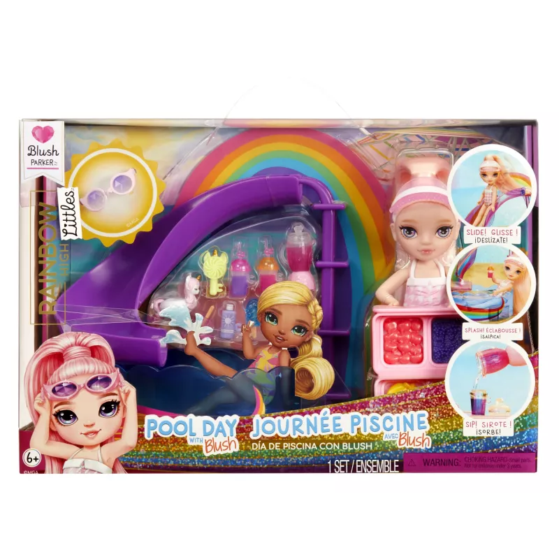 Rainbow High Little Pool Day ar Sārtvaidzi spēļu komplekts, modes lelle, sieviešu dzimuma, 4 gadi, 140 mm, daudzkrāsaina