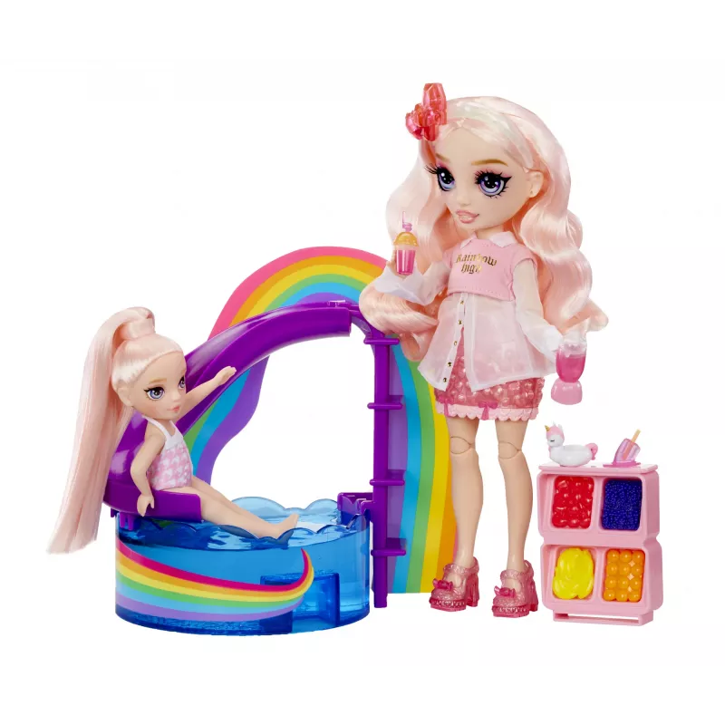 Rainbow High Little Pool Day ar Sārtvaidzi spēļu komplekts, modes lelle, sieviešu dzimuma, 4 gadi, 140 mm, daudzkrāsaina