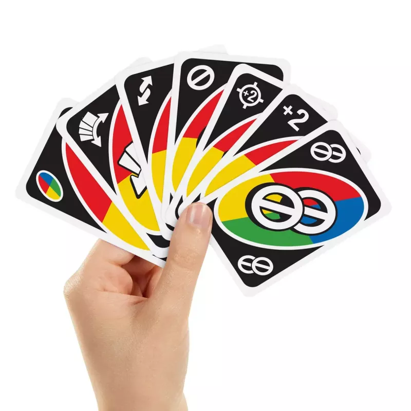 Kāršu spēle MATTEL Games UNO All Wild — ģimenes kāršu spēle, ieteicamais vecums 7+