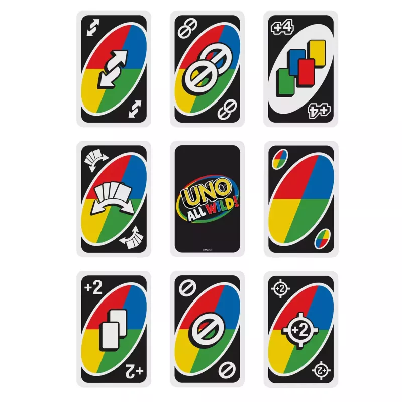 Kāršu spēle MATTEL Games UNO All Wild — ģimenes kāršu spēle, ieteicamais vecums 7+