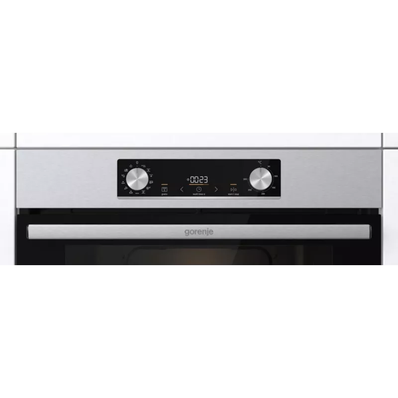 Iebūvējamā elektriskā cepeškrāsns Gorenje BIGSPACE 77 L 3500 W — balta, skārienvadība un rotācijas vadība, halogēna lampa