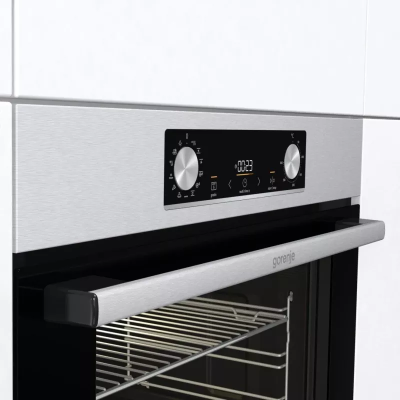 Iebūvējamā elektriskā cepeškrāsns Gorenje BIGSPACE 77 L 3500 W — balta, skārienvadība un rotācijas vadība, halogēna lampa