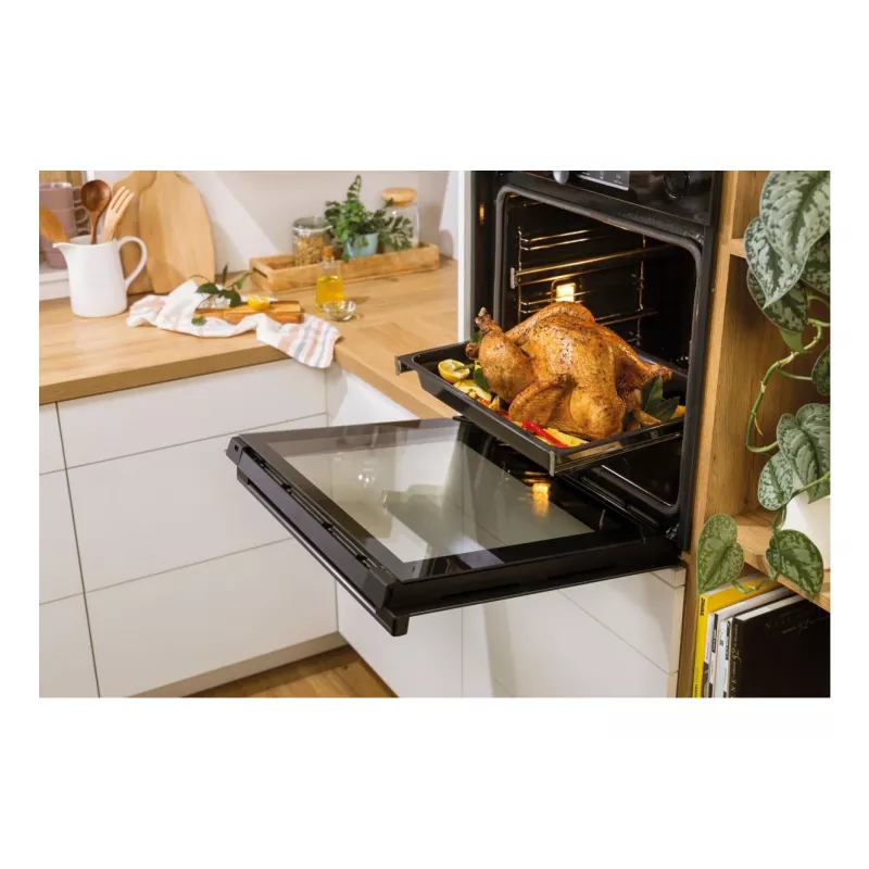 Iebūvējamā elektriskā cepeškrāsns Gorenje BIGSPACE 77 L 3500 W — balta, skārienvadība un rotācijas vadība, halogēna lampa