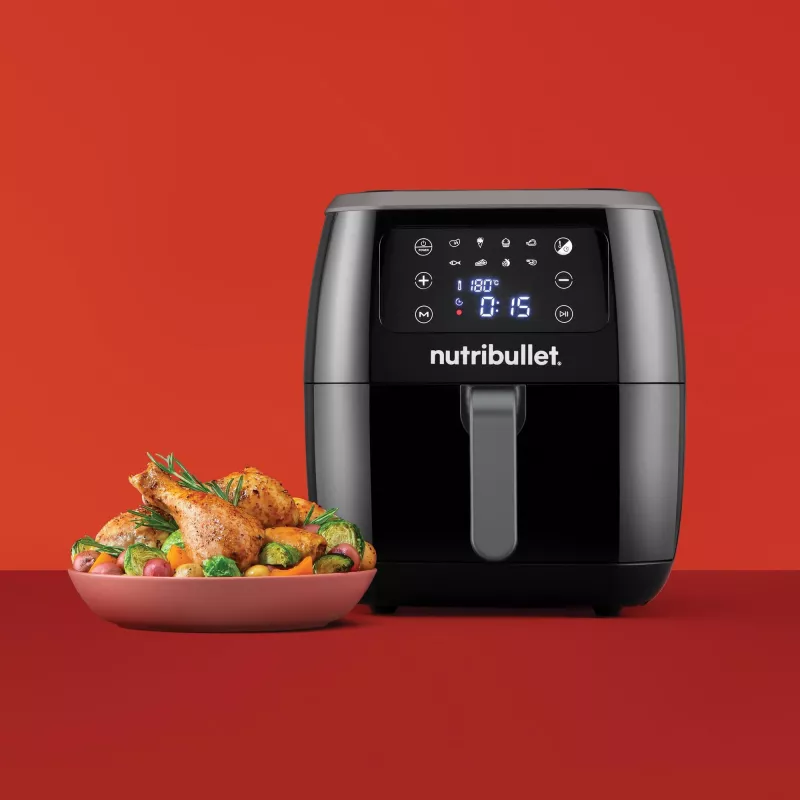 Karstā gaisa fritieris NUTRIBULLET XXL Digital gaisa fritieris 7 L 1800 W Melns, 8 programmas, skārienvadība