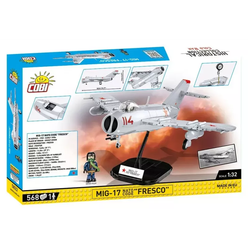 Celtniecības rotaļlieta Cobi MiG-17 NATO kods Fresco modelis 5823 – ķieģeļu komplekts no Cobi