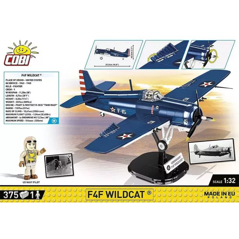COBI F4F Wildcat Northrop Grumman būvklucīši 375 gab.