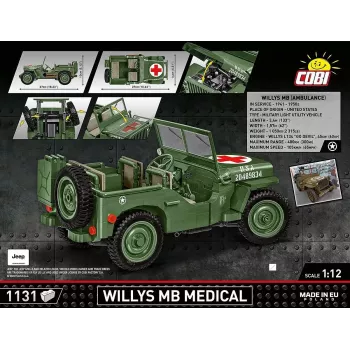 Būvniecības komplekts COBI Willys MB Medical 1131 detaļas, no 10 gadiem