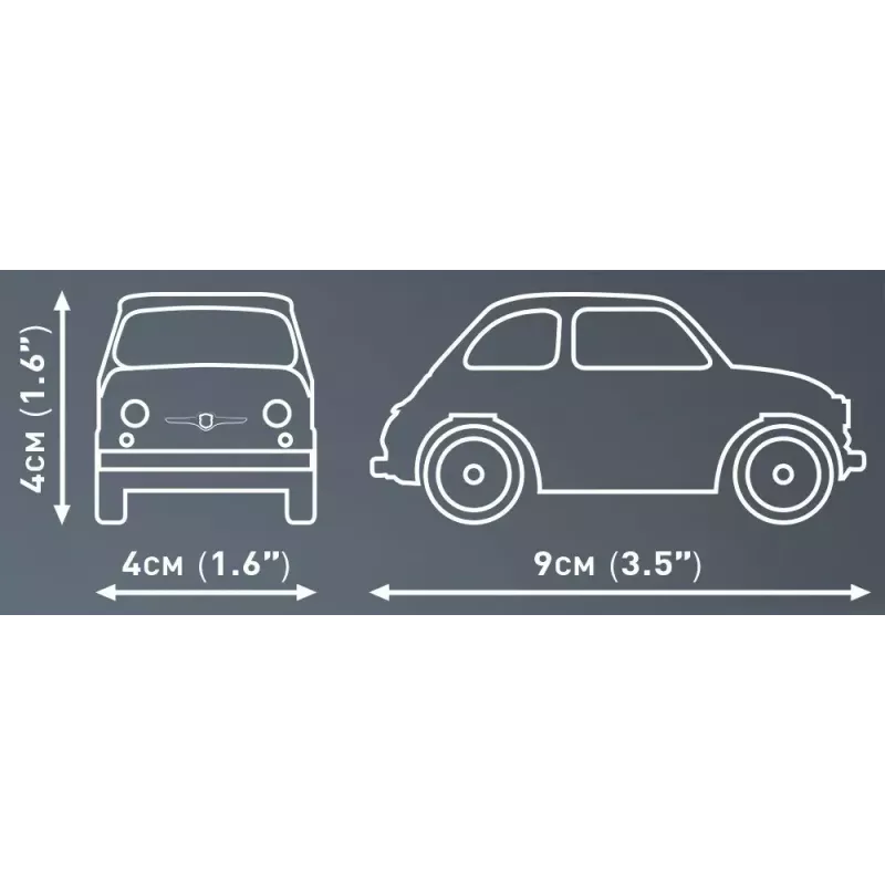 Konstruktors Cobi Fiat Abarth 595 modelis 24514 — mērogs 1:35, kolekcionējams būvējams transportlīdzeklis