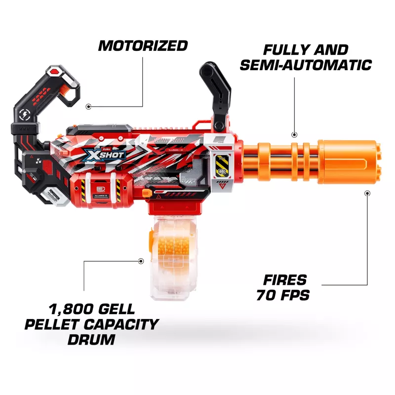 Gel blaster Zuru XSHOT Hyper Gel Gattlin Blaster — ātršaujošs rotaļu blasters ar rotējošu stobru