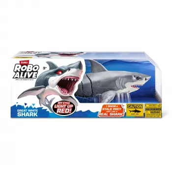 Rotaļlietu haizivs robots Zuru Robo Alive Great White Shark 71126 — spēlēšanai ūdenī interaktīva ar baterijām darbināma figūra