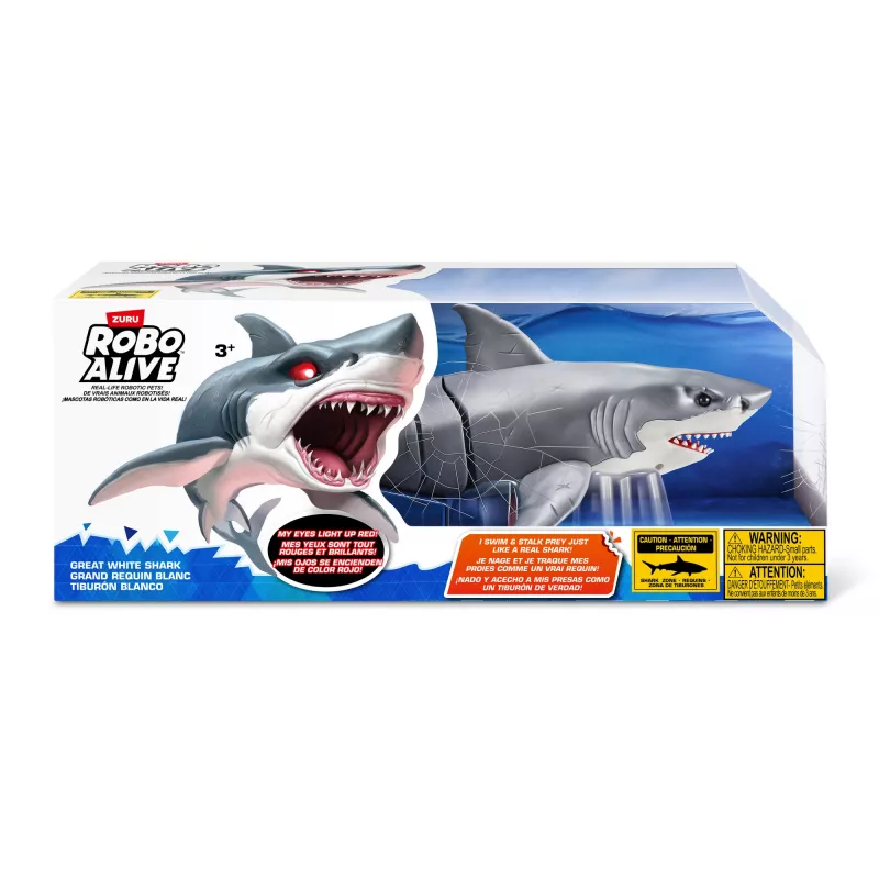 Rotaļlietu haizivs robots Zuru Robo Alive Great White Shark 71126 — spēlēšanai ūdenī interaktīva ar baterijām darbināma figūra