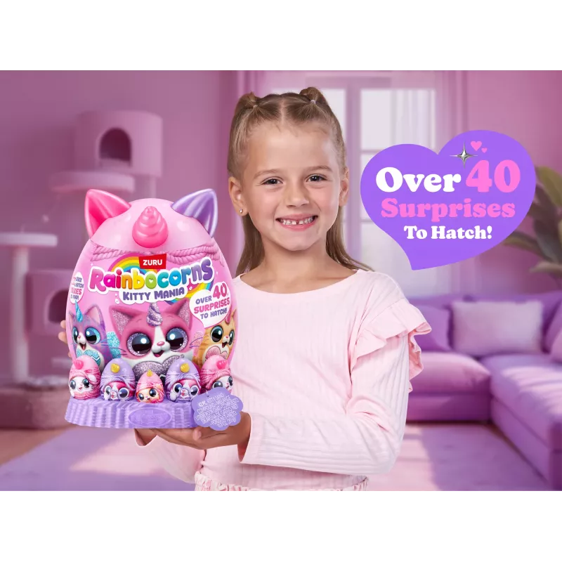 Plush Animal Toy Zuru Rainbocorns Kitty Mania, daudzkrāsains, no 3 gadu vecuma
