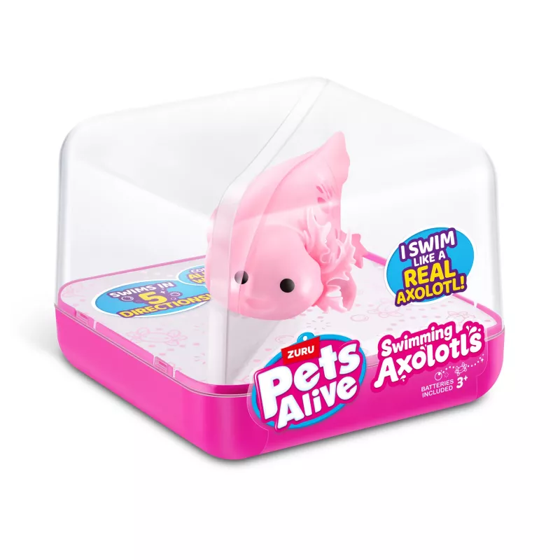 Mīkstā rotaļlieta Zuru Pets Alive Swimming Axolotls plīša rotaļlieta, kaķa izmēra, modelis 9556UQ1