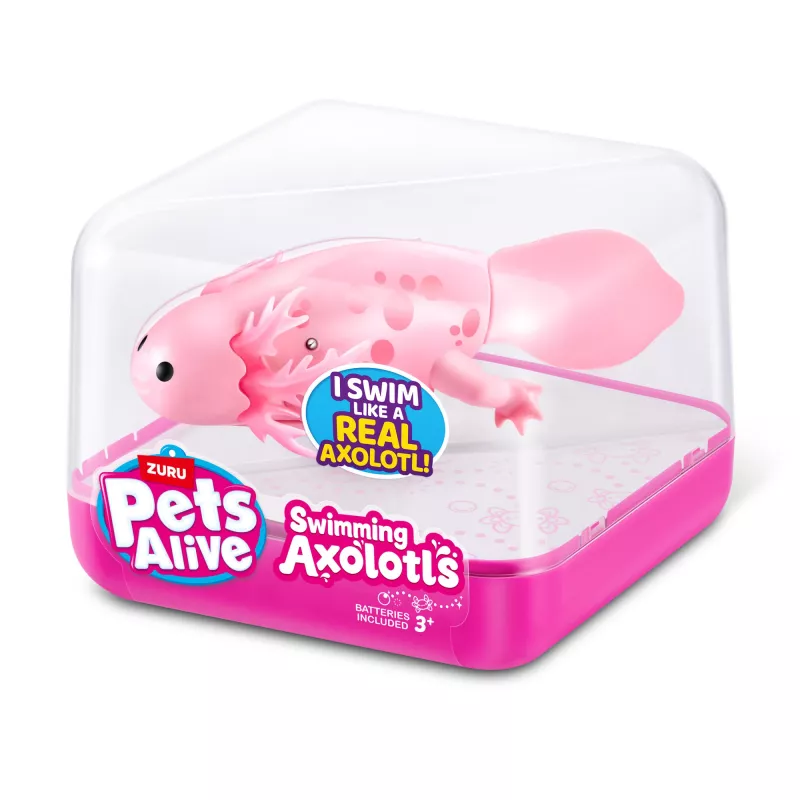 Mīkstā rotaļlieta Zuru Pets Alive Swimming Axolotls plīša rotaļlieta, kaķa izmēra, modelis 9556UQ1