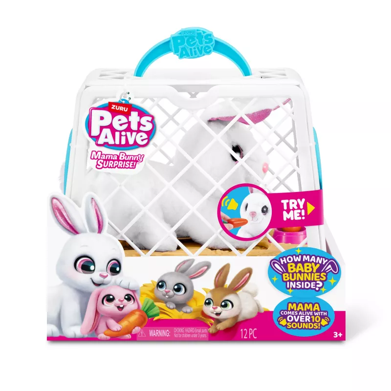 Plīša rotaļlieta Zuru Mama Bunny & Baby Surprise, interaktīvs plīša pāris, dažādi