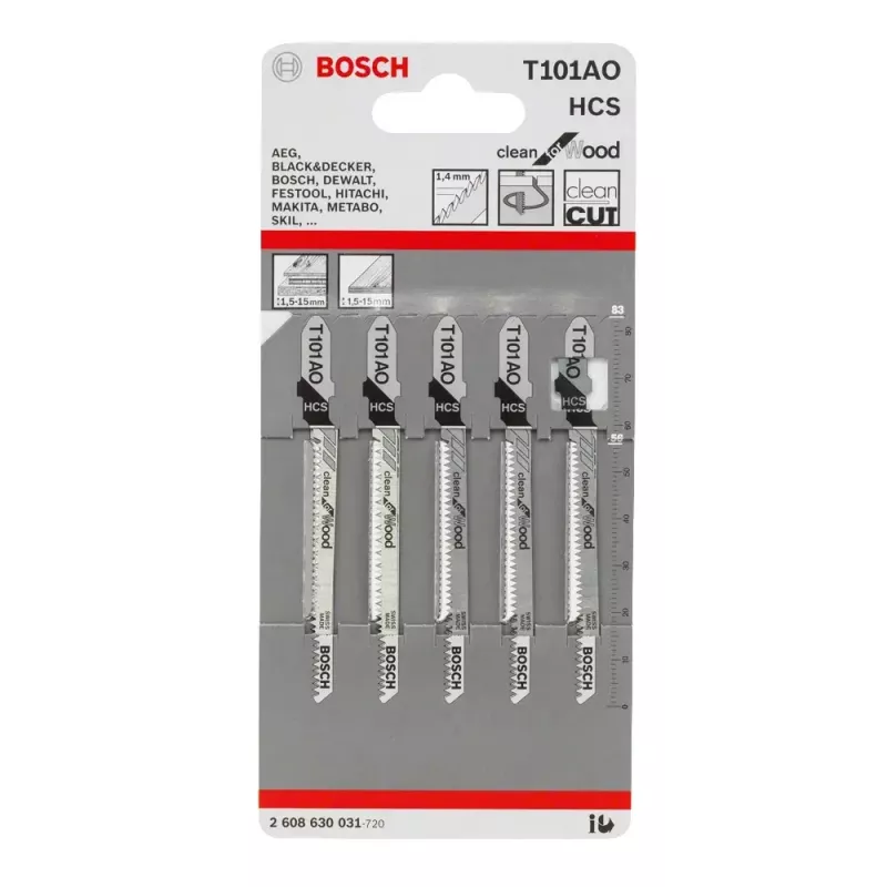 Bosch 2 608 630 031 finierzāģa/virzuļzāģa/griezējzāģa zāģa asmens Finierzāģa asmens Augsta oglekļa tērauda (HCS) 5 gab.