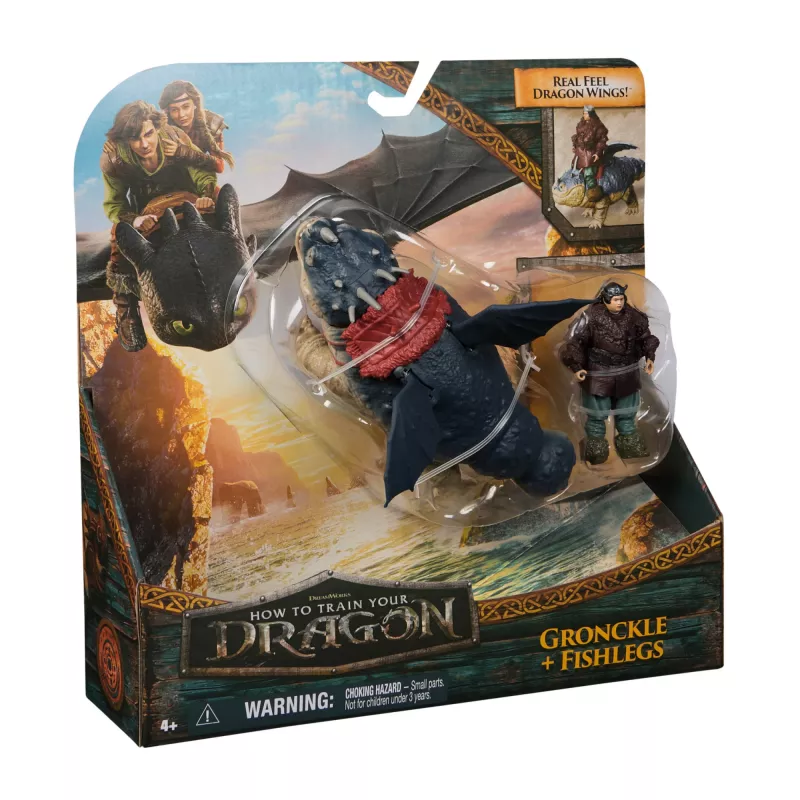 Darbības figūriņu komplekts Spinmaster – DreamWorks Dragons: Gronckle & Fishlegs, Daudzkrāsains, 4+ gadi