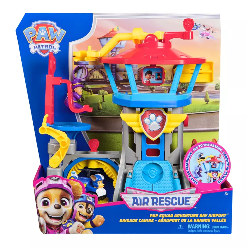 PAW Patrol : Air Rescue, Pup Squad Adventure Bay Airport Playset, ar Chase rotaļu auto un transportlīdzekļa palaidēju, rotaļlietas zēniem un meitenēm no 3 gadiem