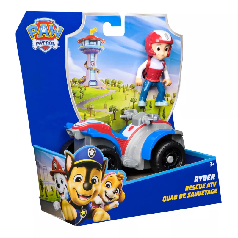 PAW Patrol, Raidera kvadricikla rotaļlieta ar kolekcionējamu figūriņu, ilgtspējīgi veidotas rotaļlietas zēniem un meitenēm vecumā no 3 gadiem